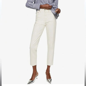 Mango New with tags size 18 high waisted crop straight leg cream color jeans